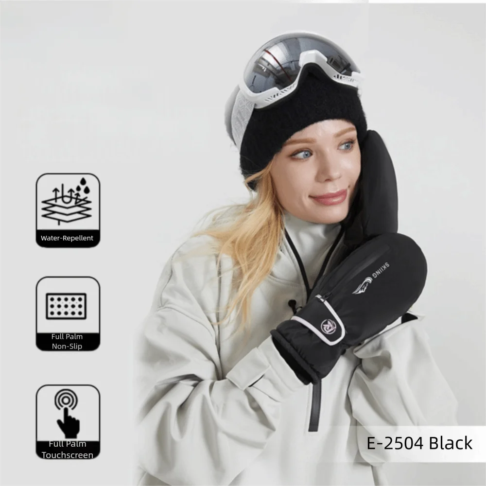 

Thermal Winter Skiing Gloves Touch Screen Thick Snowmobile Mittens with Storage Layer Waterproof Snowboarding Gloves Unisex