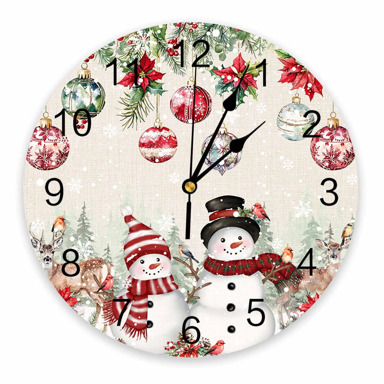 Christmas Ball Snowflake Snowman Gift Elk Wall Clock Large Modern Kitchen Dinning Round Wall Clocks Bedroom Silent Hanging Watch