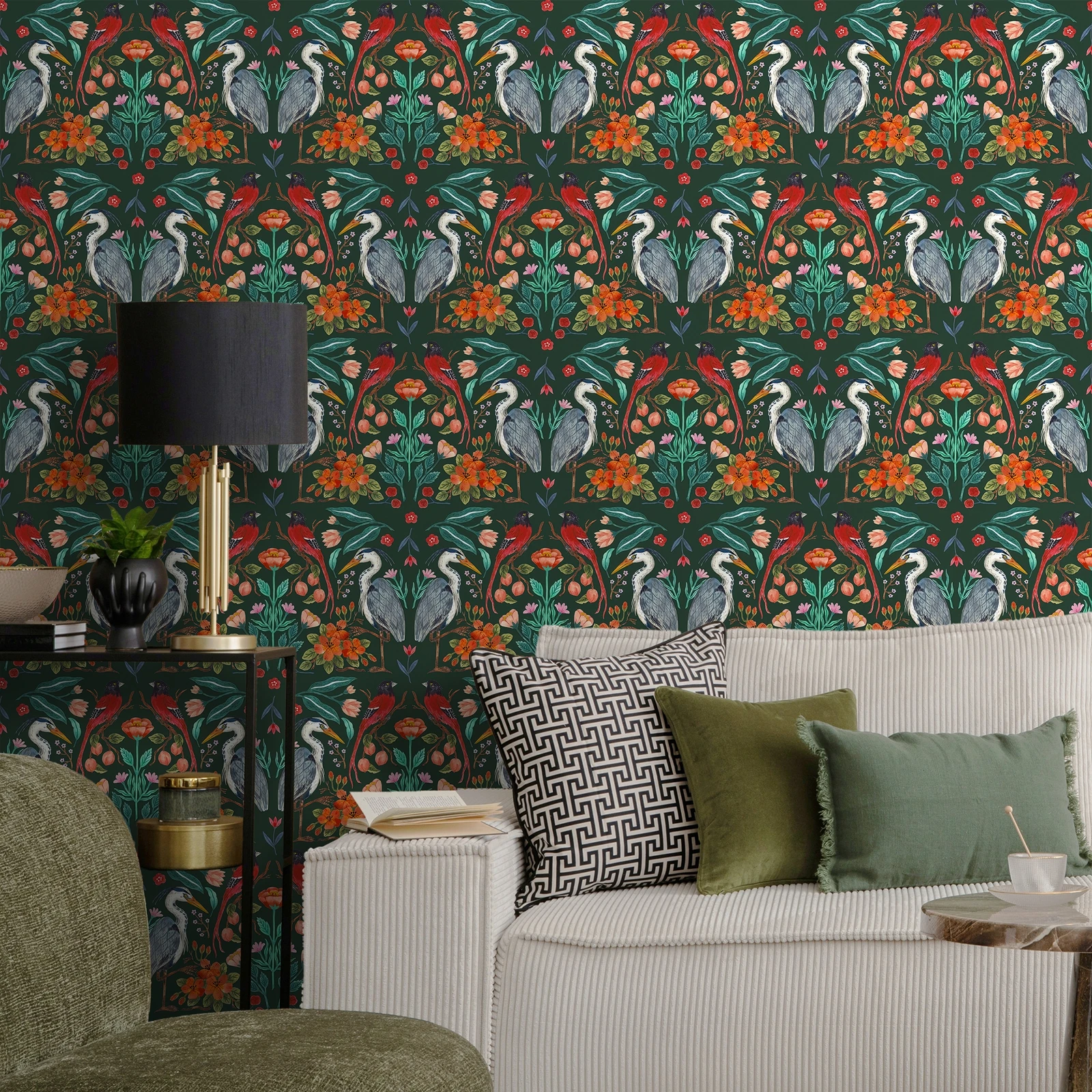 

Клейкие настенные обои с ботаническими птицами, яркие цвета, обои для роскошной комнаты, художественные настенные рисунки, ПВХ БЕСПЛАТНО, 50*300