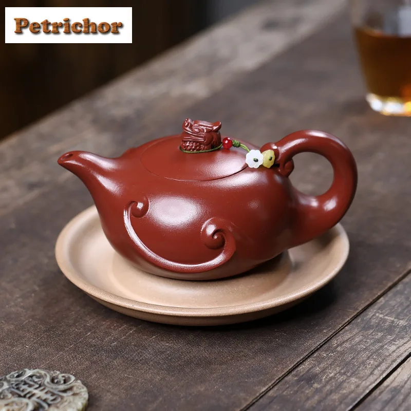 

340ml Aesthetic Yixing Purple Clay Teapots Handmade Dragon Pot Raw Ore Dahongpao Mud Kettle With Filter Zisha Tea Set Cha Gift