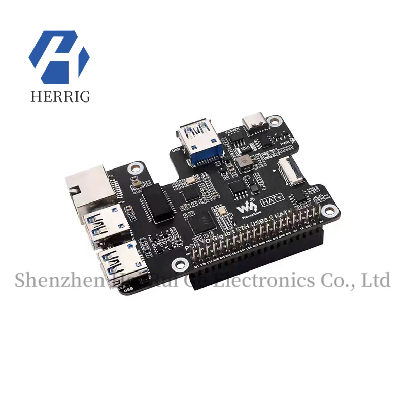 

Raspberry Pi 5 PCIE to RJ45 Gigabit Ethernet port adapter board, three-way USB HUB interface expansion board, driver free