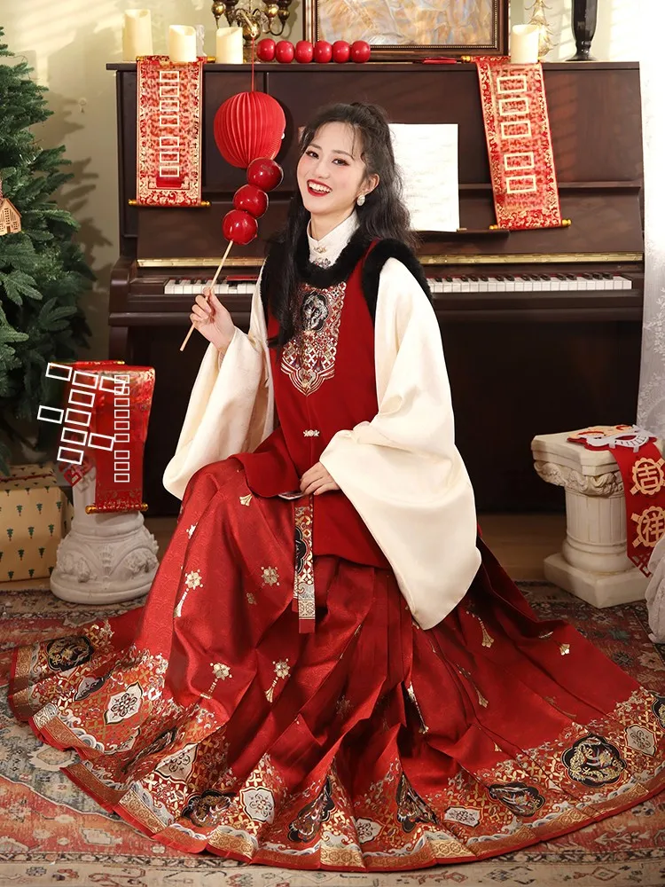 

Original Hanfu Costume Set Good Lu Dragon Ma Face Skirt Ensemble Chinese Traditional Women's Wear Age 25-35 Summer 2024