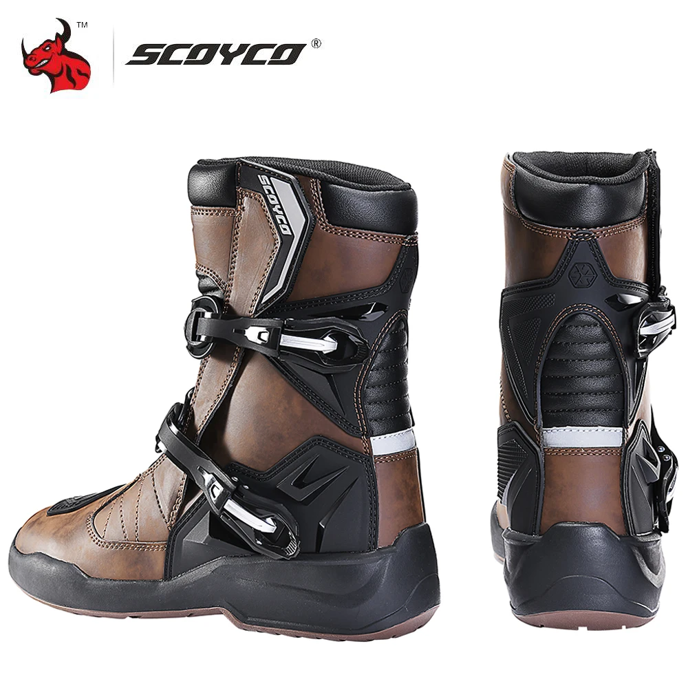 

SCOYCO Motorcycle Riding Boots Motorcycle Tour Boots Waterporoof Rally Shoes Four Seasons Men Ankle TPU Protections