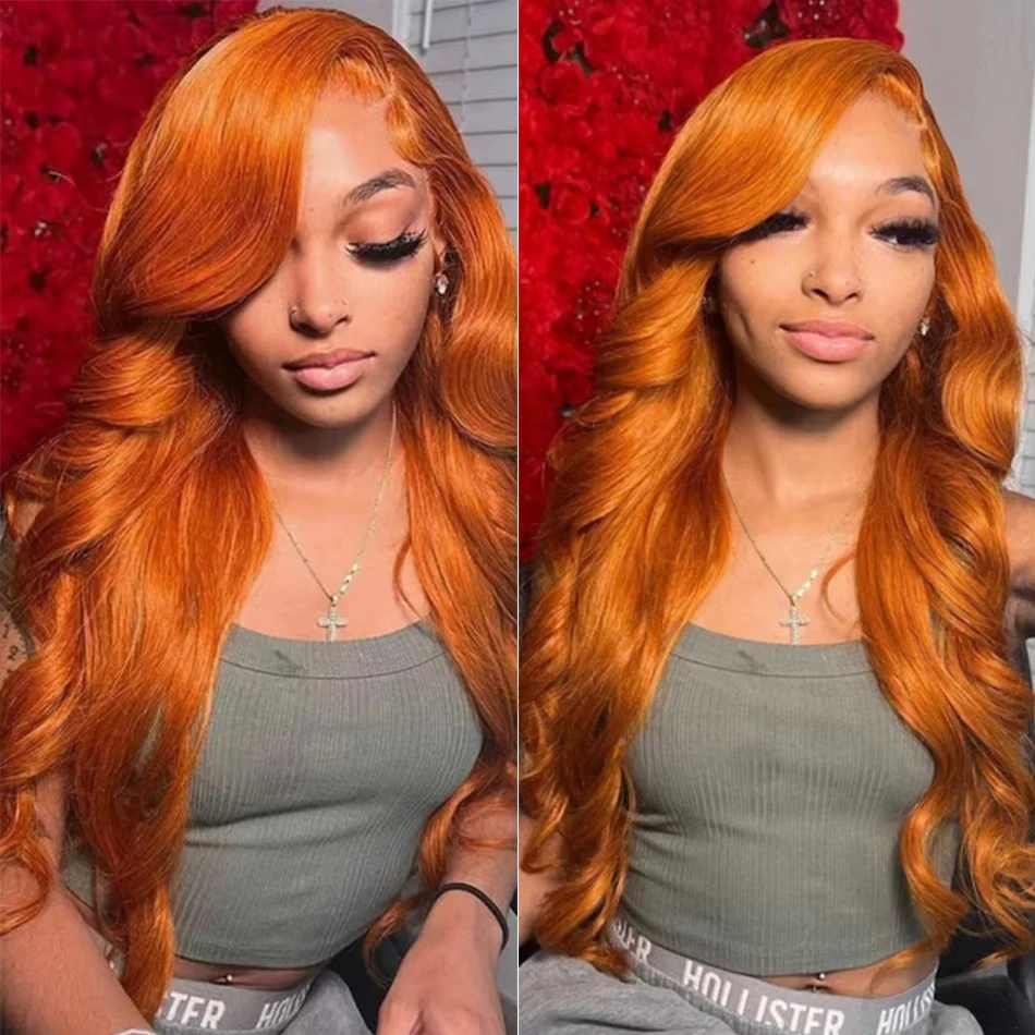 Orange Ginger Lace Front Wig Human Hair Body Wave 13X4 13X6 Hd Lace Frontal Wig Brazilian 100% Colored Human Hair Wigs For Women