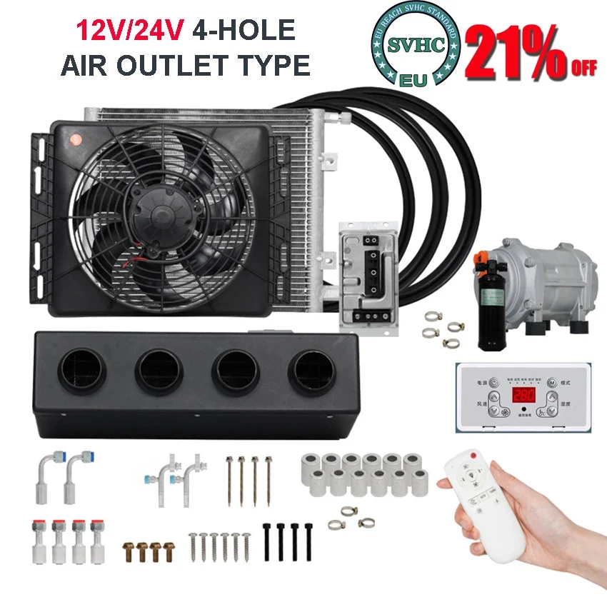 

Universal 4 Holes 2 Holes Auto Electric Air Conditioning Compressor 12V 24V for Car Van Street Rod Hot Classic A/C Conditioner