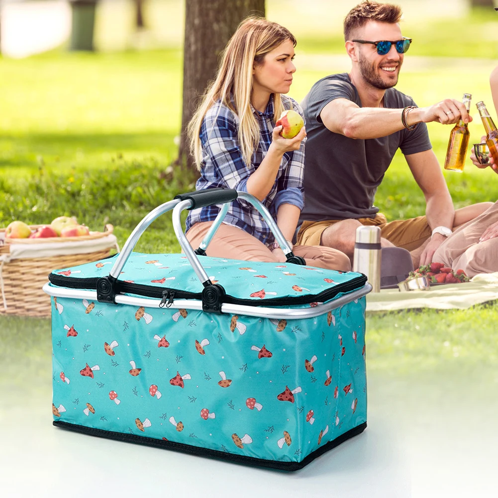 ตะกร้าสำหรับปิคนิคตั้งค่ายเก็บความเย็น30ลิตรพับเก็บได้ตะกร้ากล่องข้าวกลางวันเก็บความเย็นสำหรับเก็บอาหารปิกนิกกลางแจ้ง