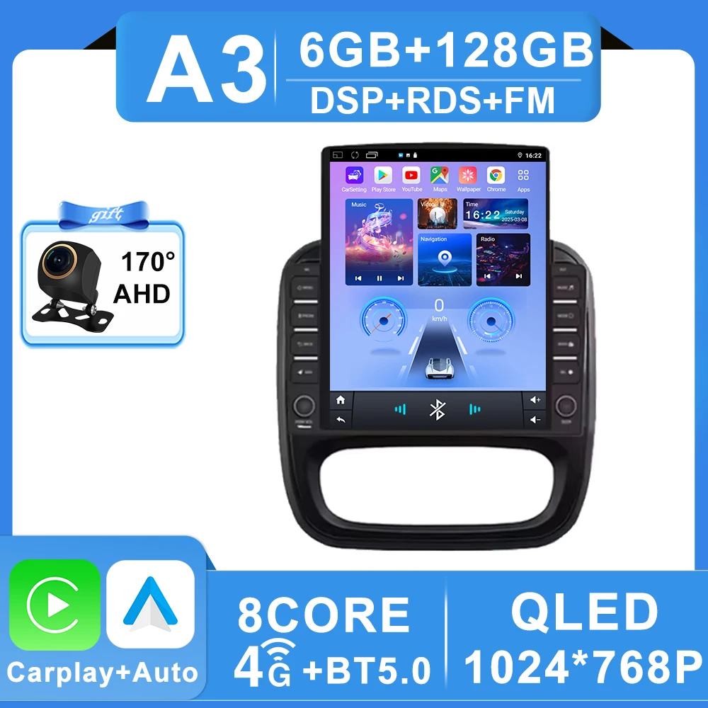 9.7 inch Auto Android Voor Renault Trafic 3 14-21 Voor Opel Vivaro B2 din Carplay GPS Navigatie intelligente Systeem Touchscreen