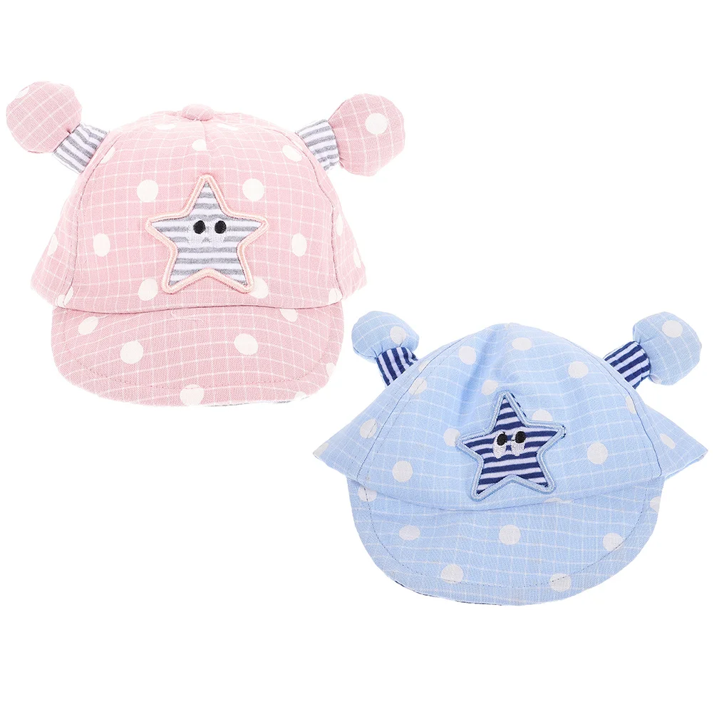 

2pcs Kids Sun Hat For Toddler Spring Cap Baby Infant Durable Breathable Cartoon Pattern Visor Hat For Girls