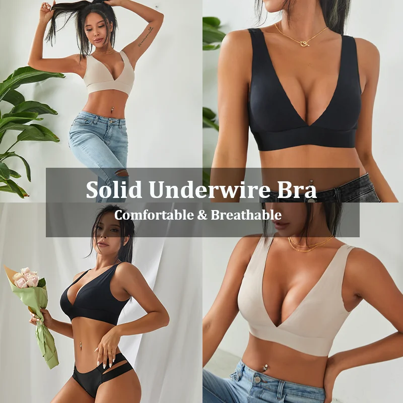 Sexy Push Up Bra Deep V Seamless Bra For Women Backless Brassieres Padded Tank Tops Female Ladies Bras Intimates Lingerie S-XL