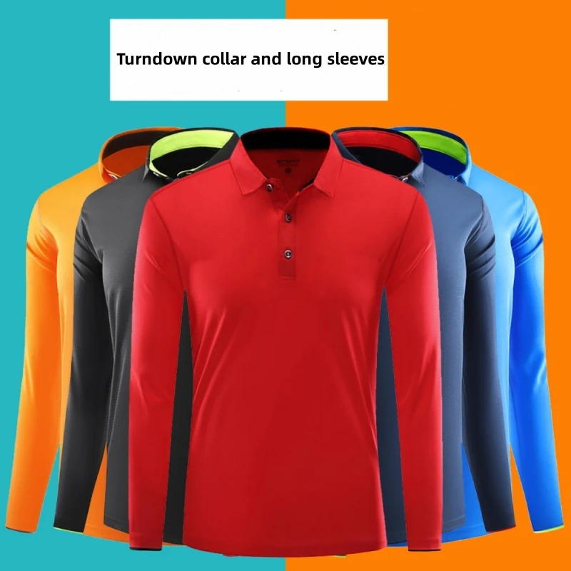 Long-Sleeved Polo Shirt Quick-Drying Sport T-Shirt Breathable Summer Wear Jersey Men\'s Tops Workwear Culture Shirt Clothing