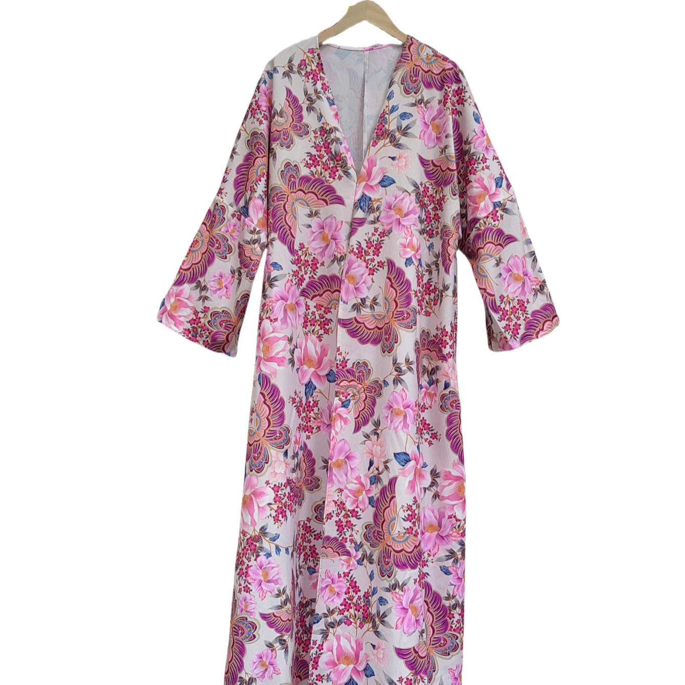 

Абая с открытым передом, Ближневосточные мусульманские платья с длинными рукавами, свободные абая с цветочным принтом, женские джилбабские исламские платья макси, турецкие кафтаны