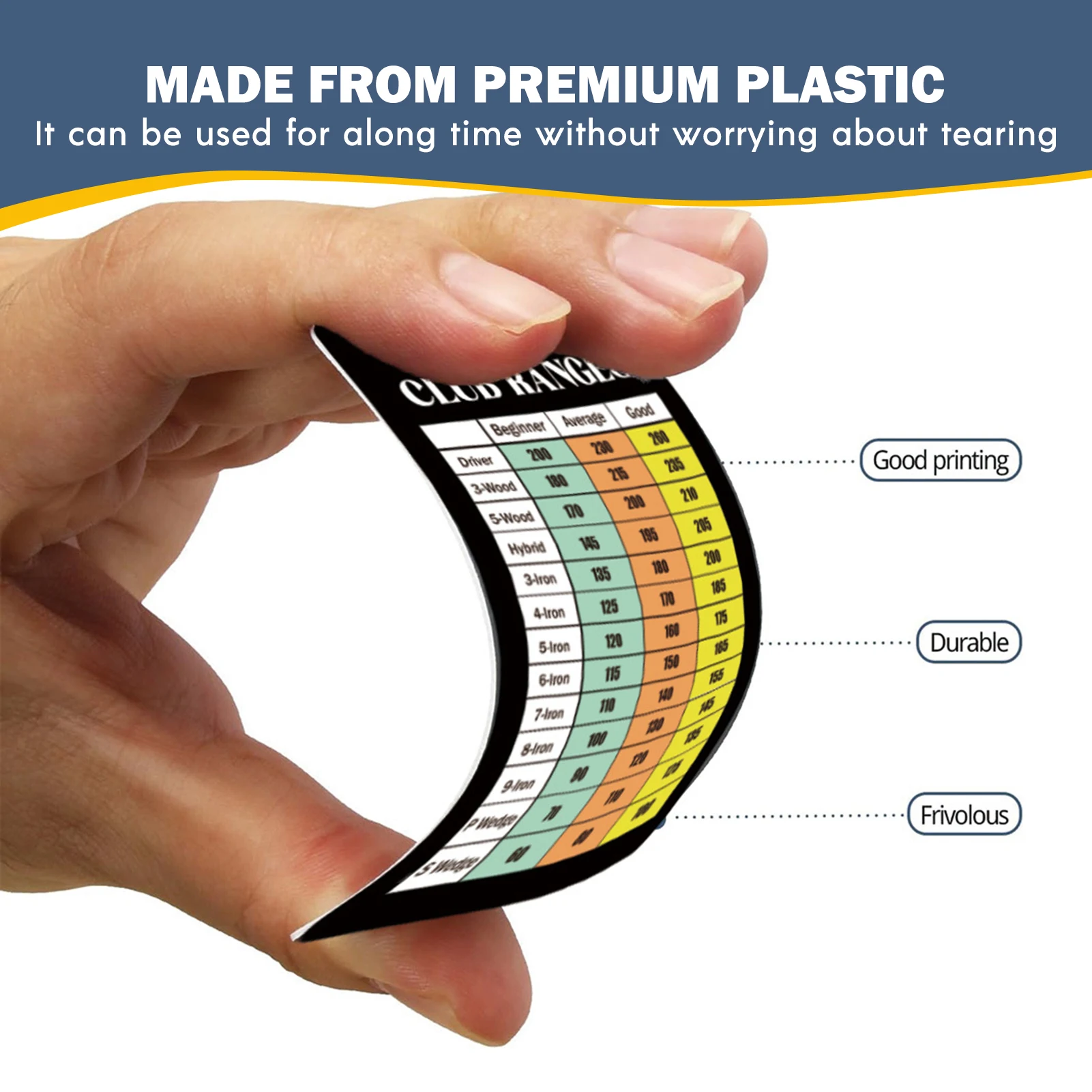 Golf Club Range Chart Card Sturdy Durable Quick Reference Yardage Card Funny Present for Golfers Friends