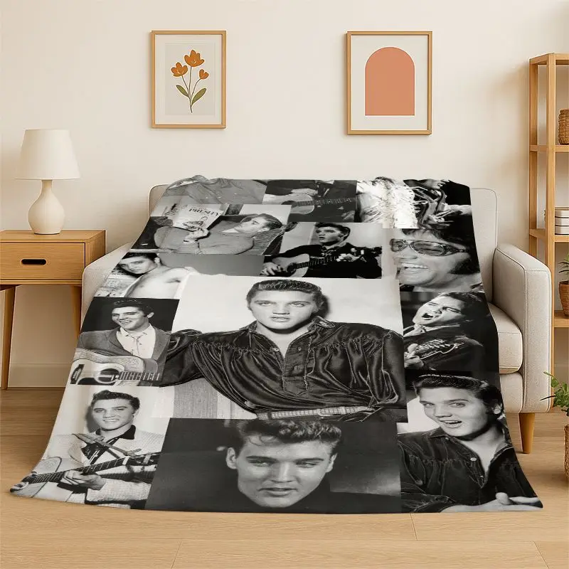 Retro The King E-Elvis Presley Soft Flannel Throw Blanket,Cozy Blanket for Bed,Couch,Sofa,Bedroom,Living Room,Travel,Picnic