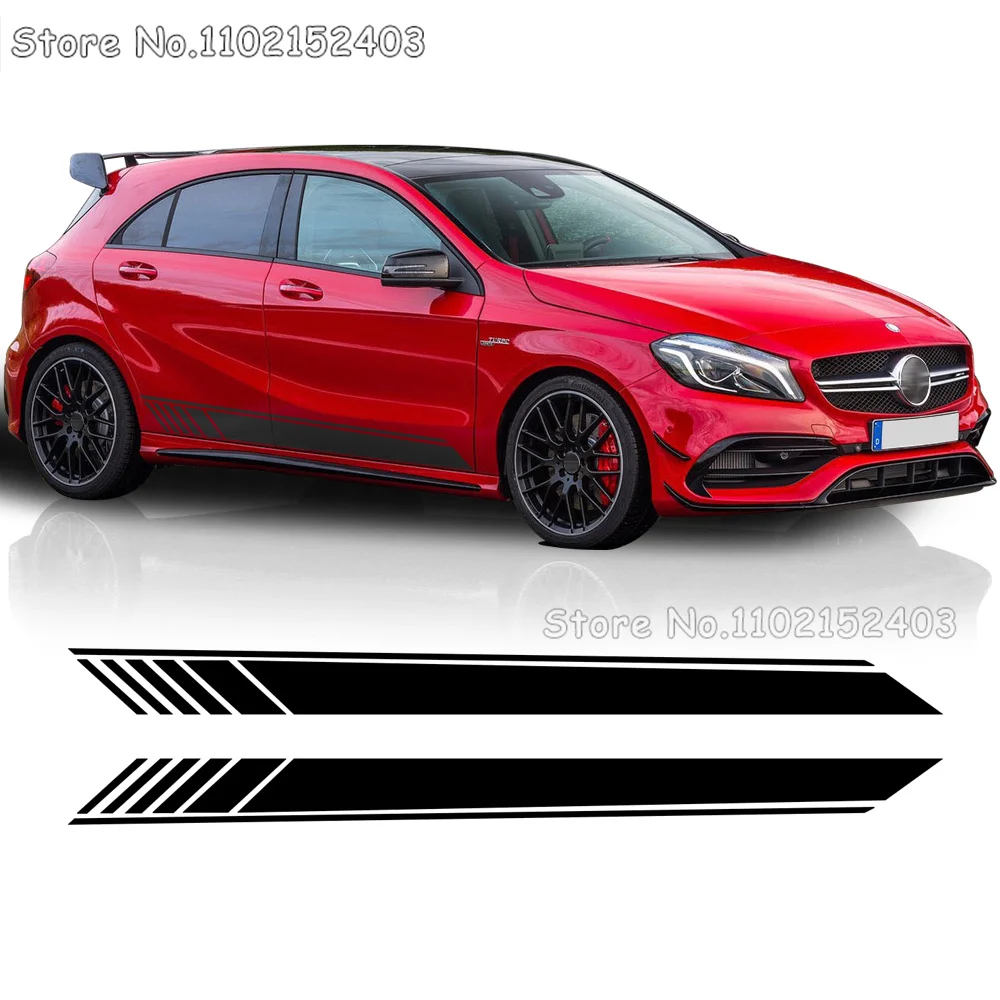 Skirt Stripe Vinyl Decal Car Sticker For Mercedes Benz W176 A Class A180 A200 A250 A45 AMG GLA45 Side Car Styling Accessories