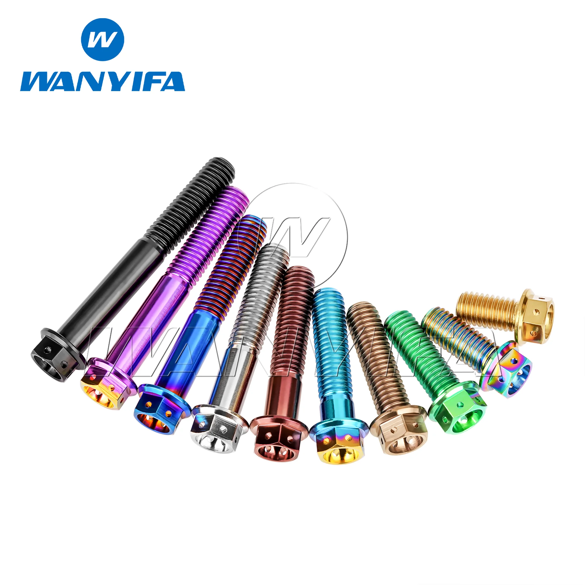 Wanyifa M6 M8x10——65mm Hollow Hex Flange Titanium Screws for Motorcycle Modification, Anti-Break Brake Caliper Upgrade Bolts