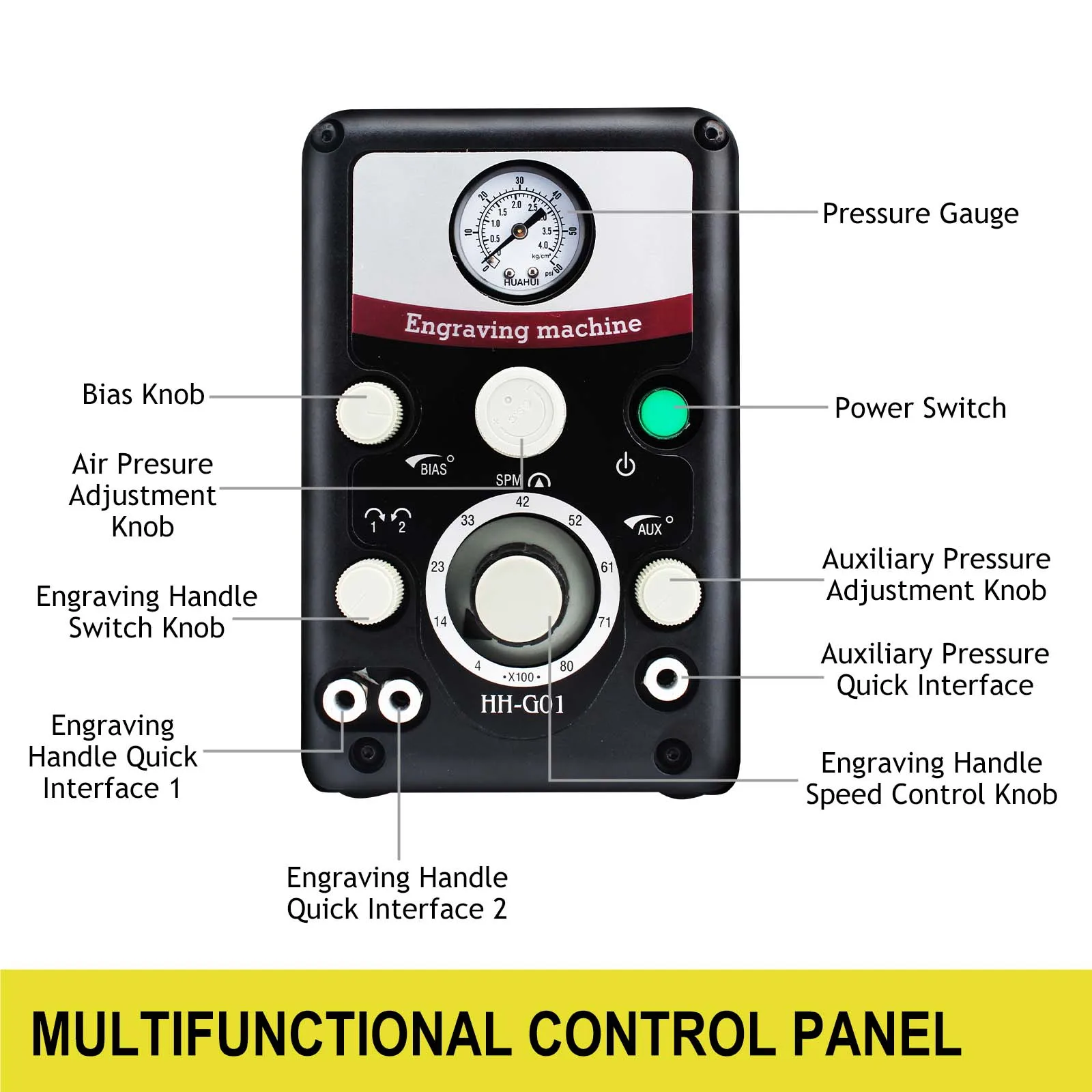 Imagem -03 - Máquina Pneumática Gravador de Jóias Equipado com Dupla Cabeça Micro Gravura Graver Handpiece 110v 220v 4008000 Rpm