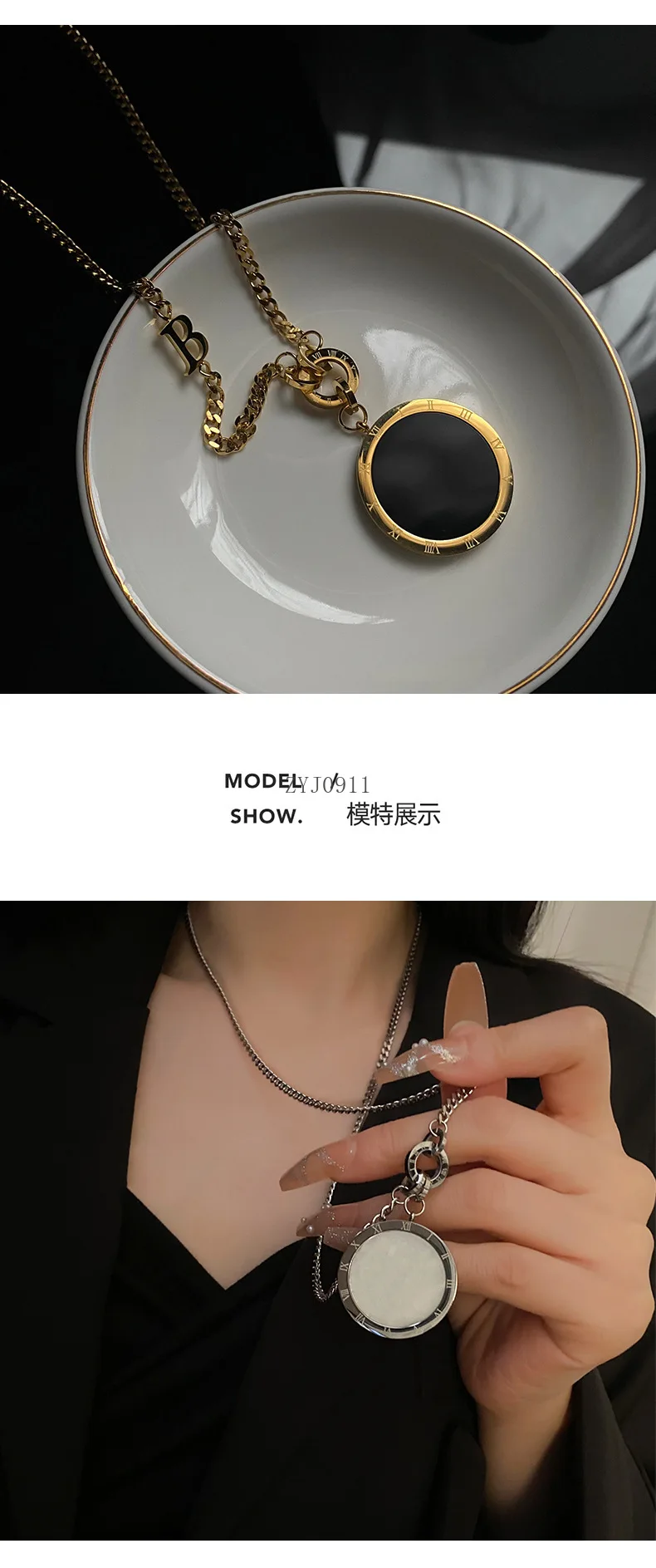 قلادة من الفضة الاسترليني للسيدات، سترة طويلة رقمية عصرية، تصميم فاخر وخفيف الوزن