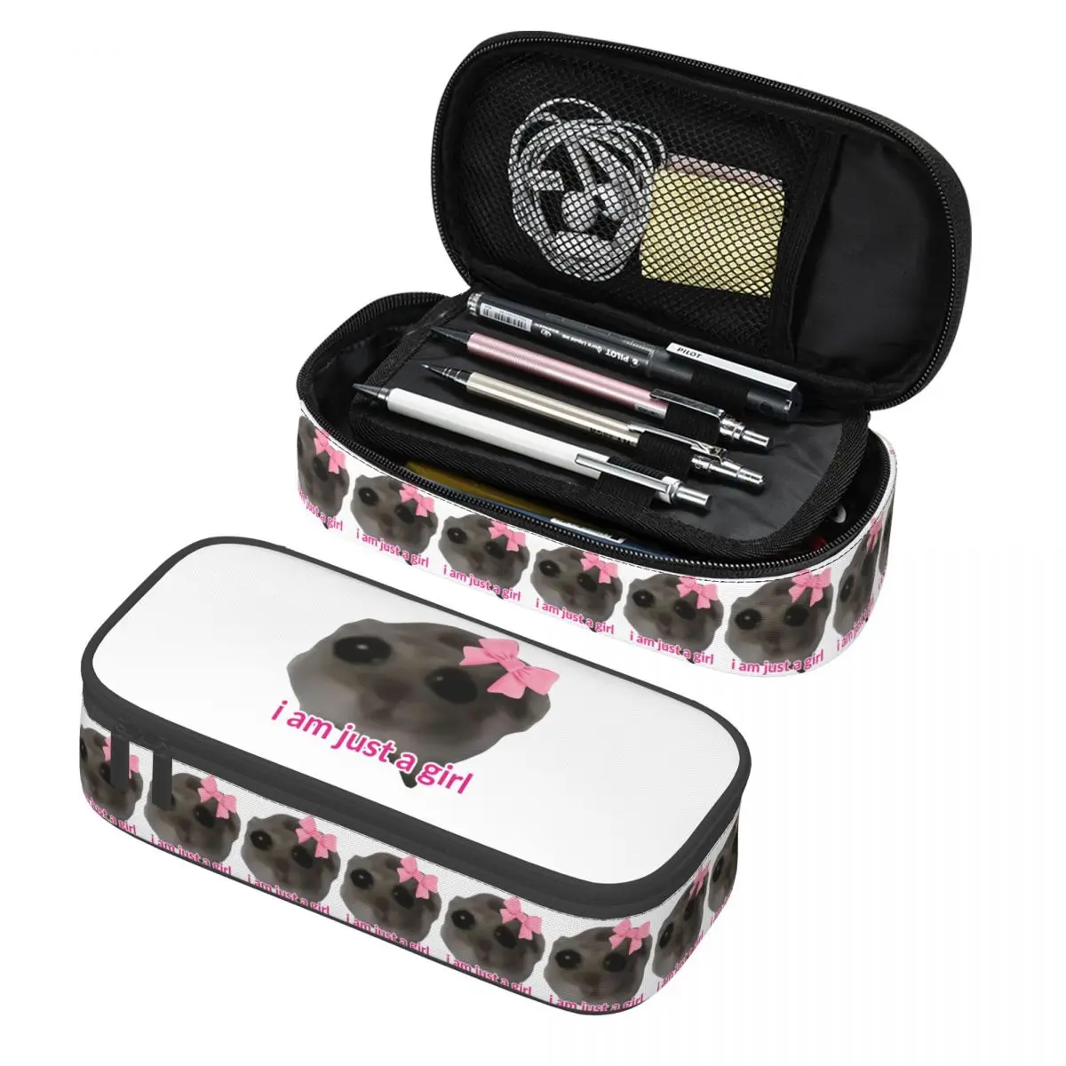 

Sad Hamster Pencil Cases Pencil Pouch Storage Stationery Supplies Large Capacity Pen Box Pencil Bag for Students