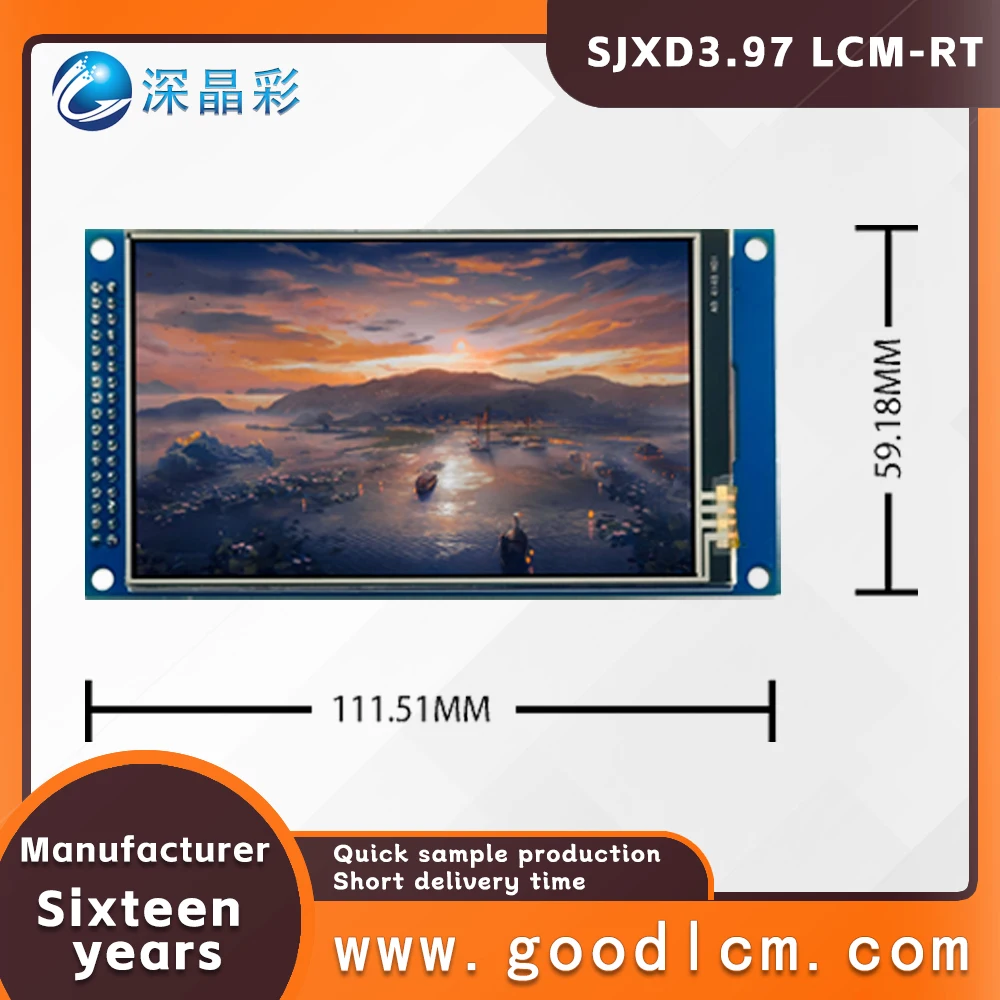 Weerstandsaanraakscherm Hoog Contrast 3.97 Inch Tft Full-Color Lcd-Scherm Plug In 34pin Wit Led Backlight