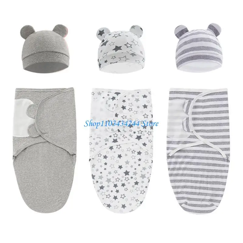 G2TC Baby Gwaddles حديثي الولادة قماط بطانية نوم رضع كيس الالتفاف قبعة مجموعة الأطفال حديثي الولادة التصوير الدعائم الإكسسوارات #5