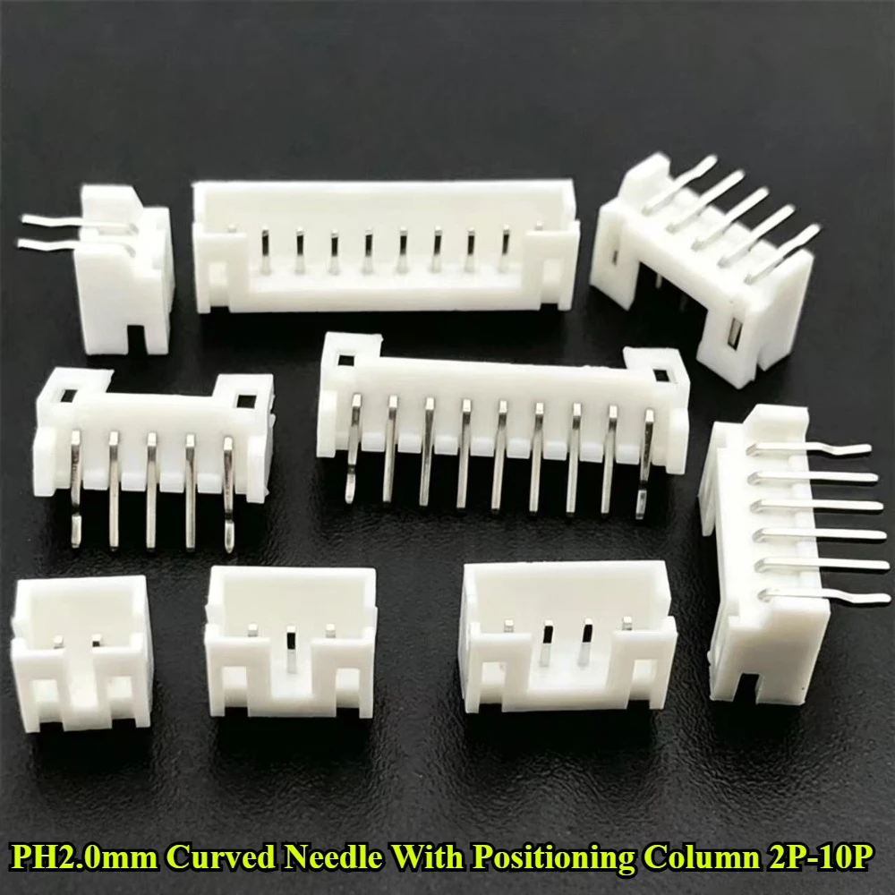 200/500Pcs/lot PH2.0mm-AWD 2P/3P/4P/5P/6P/7P/8P/9P/10P 2.0mm Pitch Curved Needle Connector With Positioning Column