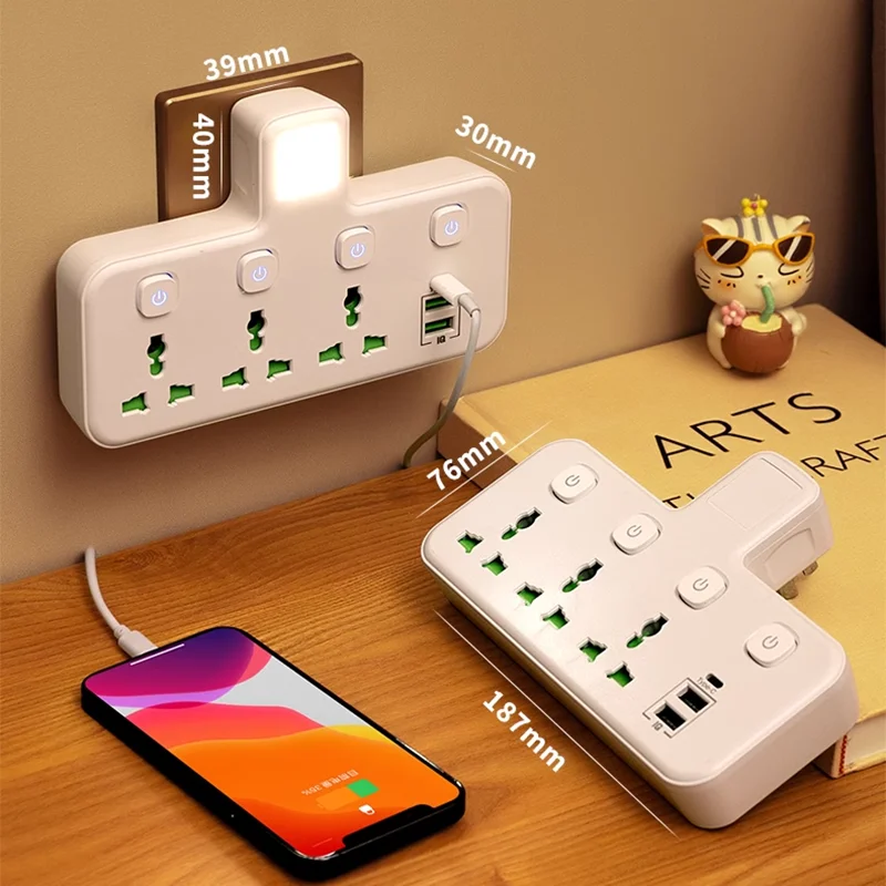 

EU UK AU US Plug AC Outlet Power Strip Multiprise Wall Socket Universal Network Filter USB Cherger Separate Switch Light Adapter