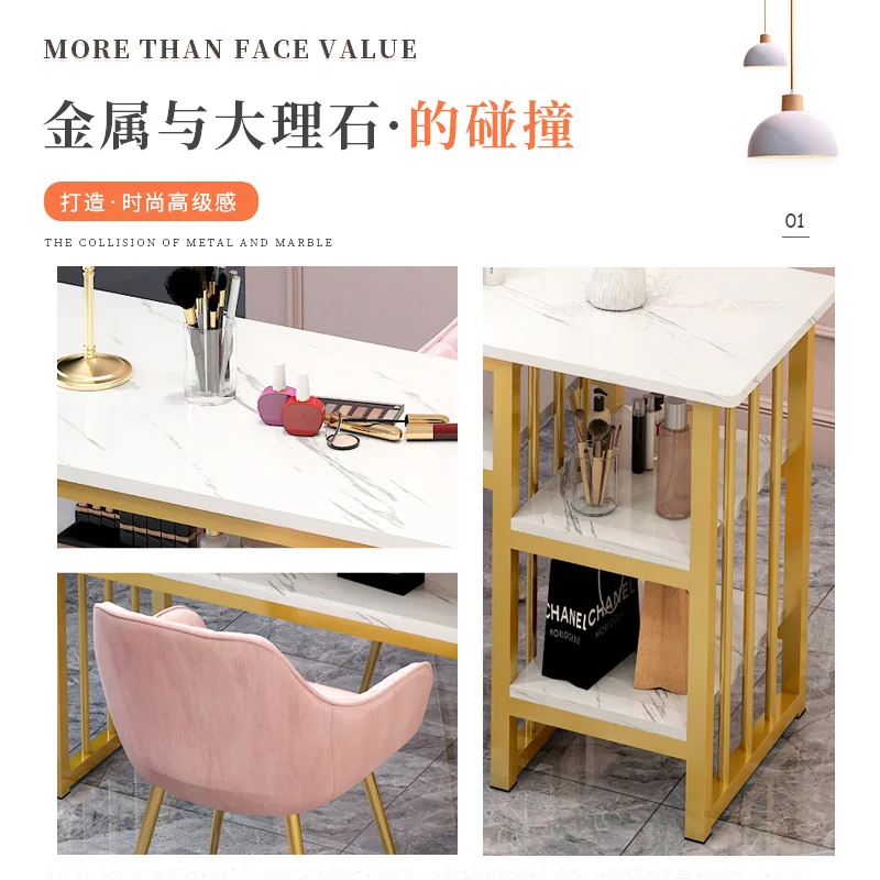 Modern Minimalist Ins Economical Nail Salon Marbled Wood Table Chair Japanese Light Luxury Single Double Manicure Tables Mesas