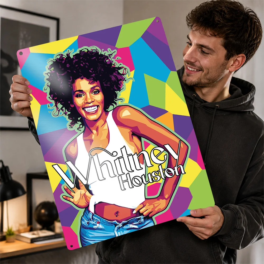Whitney Houston Pop Portrait Printed Poster Customized Aluminum Metal Sign Striking Rhythm Icon Wall Art Made For Music Lovers