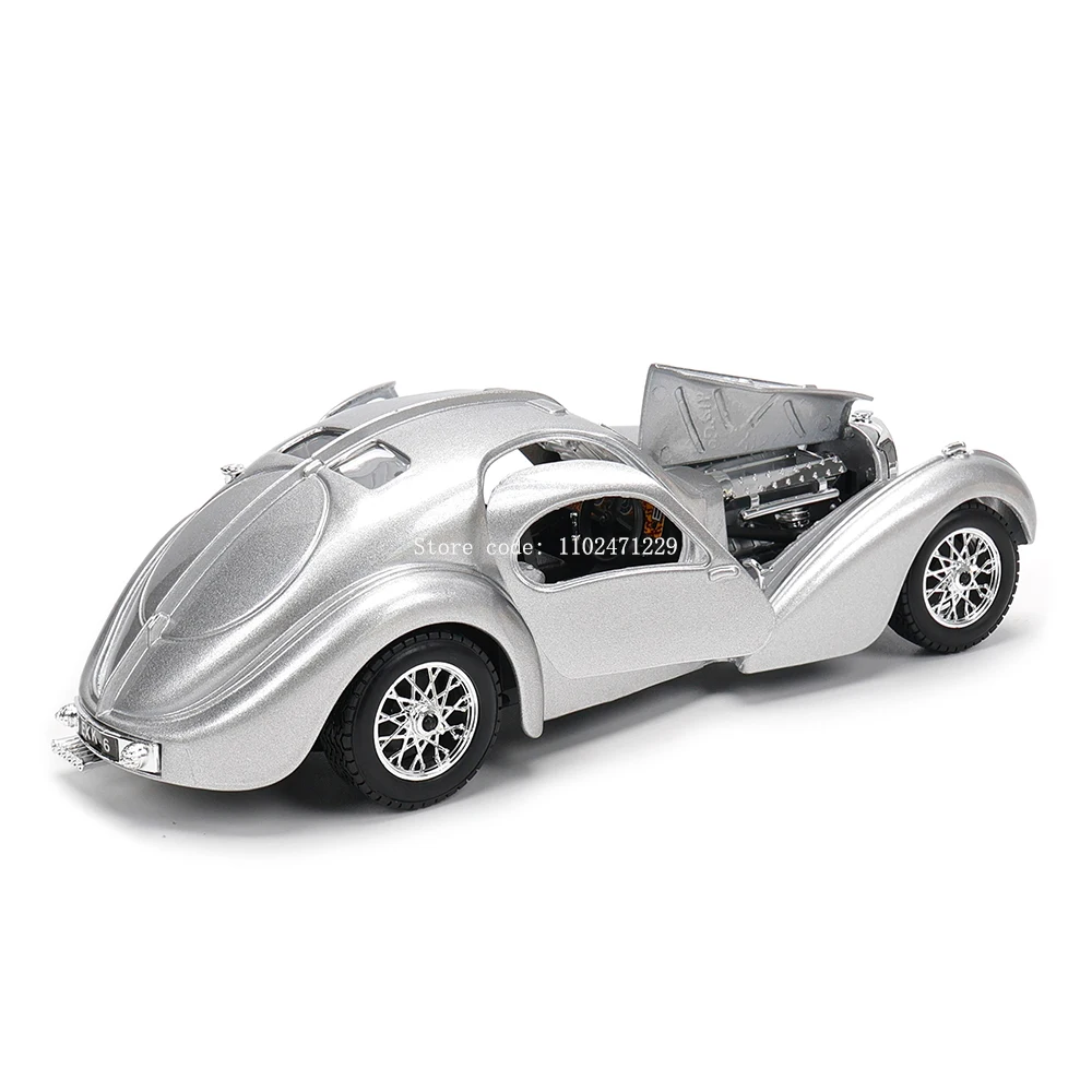 Bburago 1:24 Vintage car Bugatti Atlantic racing Alloy car model Toy Collection Gift Luxury Vehicle Diecast