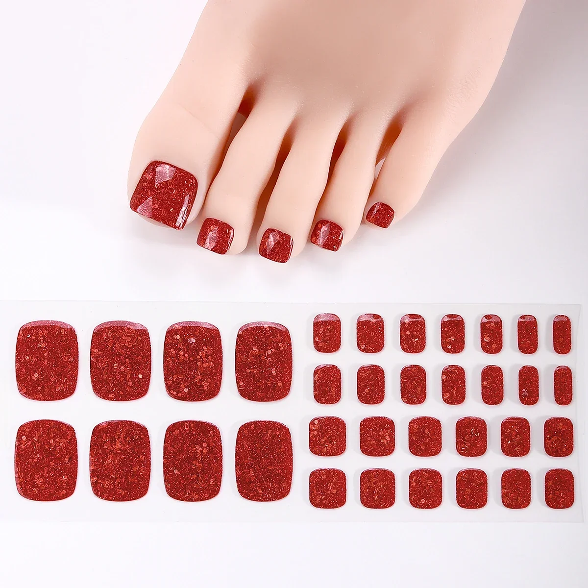 34 Tips/Sheet Fashion Toe Nail Stickers Minimalist Design Manicure Decoration for Women Solid Color Nail Art Stickers for Nails