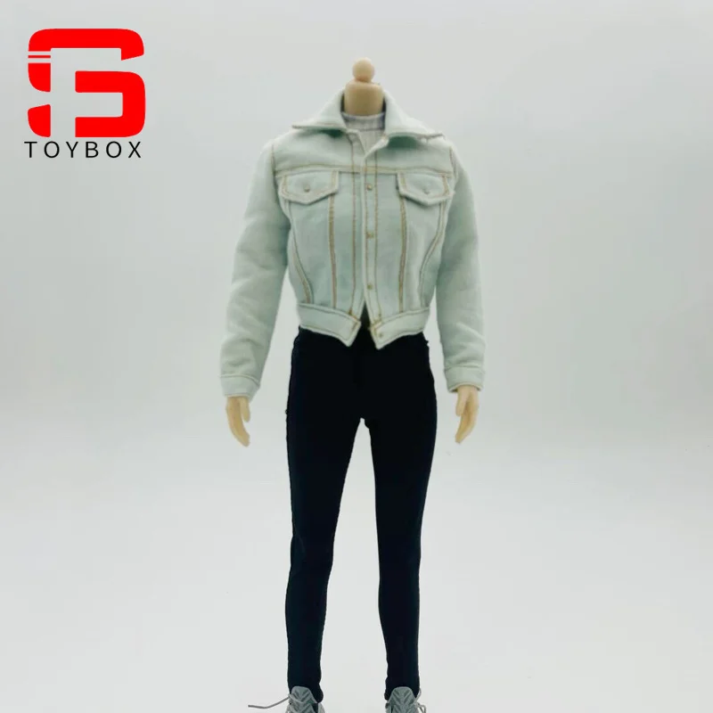 1/6 Scale Female Trendy Denim Jacket Clothes Model Fit 12-inch Soldier Action Figure Body Dolls