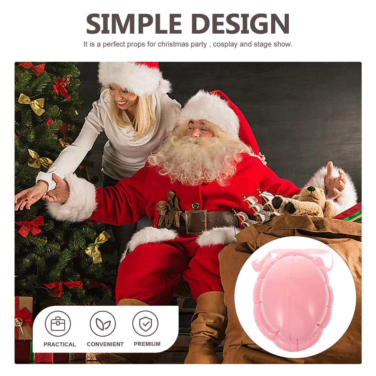 

Funny Santa Claus Inflatable Fake Belly PVC Prop Christmas Costume Party Stuffer Cosplay Show Accessory Fake Belly
