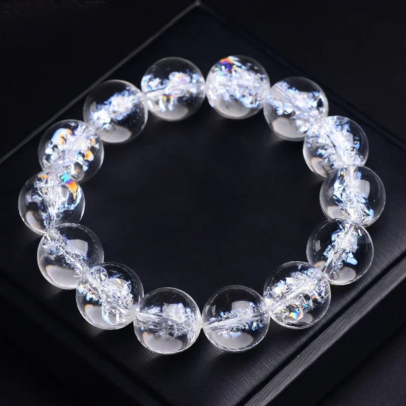 Natural Himalaya Rock White Quartz Crystal Women Men Bracelet Himalayan Rock Clear Quartz Round Beads Pulseras 10-16mm AAAAA