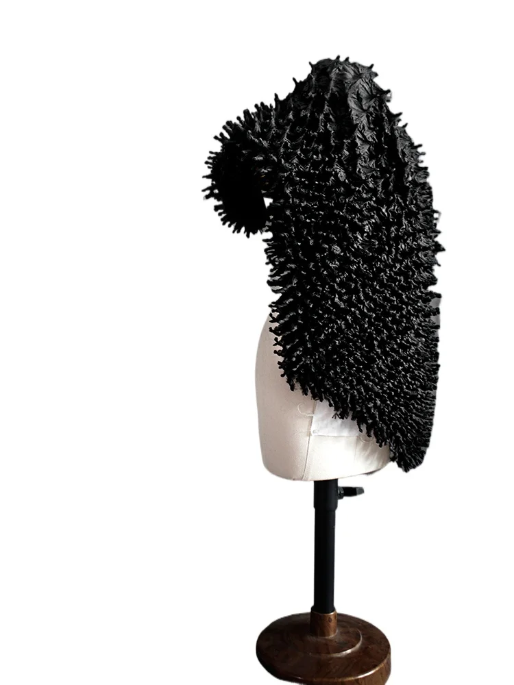 Black Durian Super Elastic Hedgehog Pointed Jacquard Three-dimensional Texture Fabric Creative Clothing DesignerFabric  30X30CM