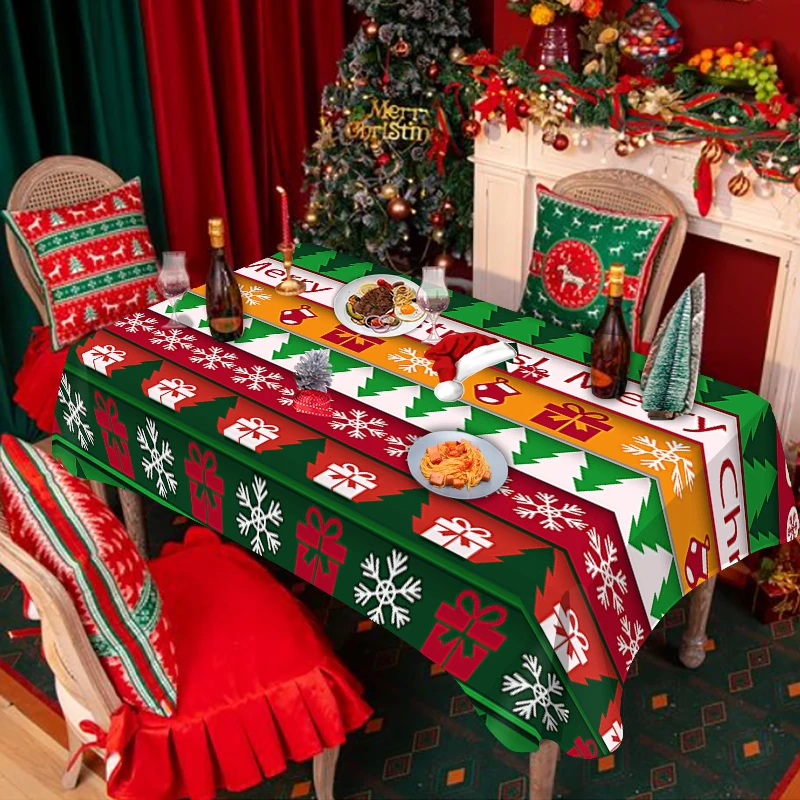 Christmas Table cloth Rectangular Table Winter Tablecloth Christmas Tree Holiday Country Party Outdoor Decorative Tablecloth