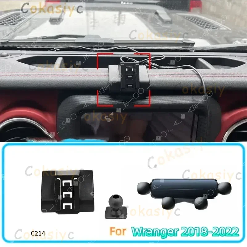Suporte do telefone do carro para jeep wrangler 2018-2022 suporte de gravidade suporte de montagem horizontal gps suporte móvel acessórios com base
