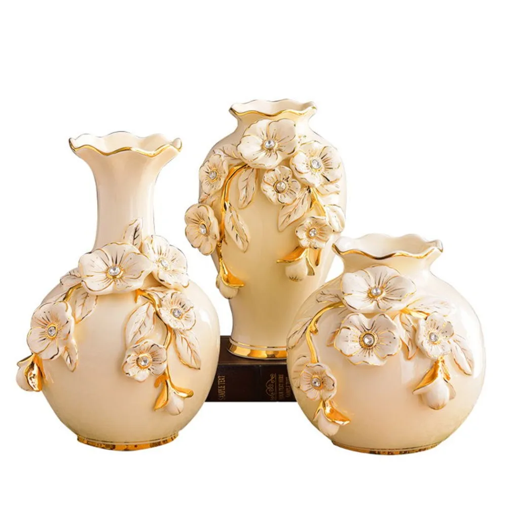 Handmade Centre Pieces Vases Wedding Decoration Phalaenopsis Vaso Ceramic Luxury Home Decor Classical European Vase Set