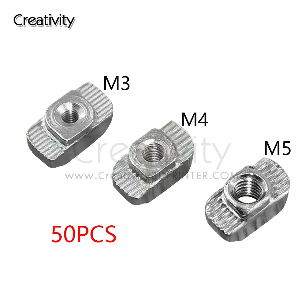 50Pcs M3/M4/M5*10*6 For 20 Series Slot T-nut Sliding T Nut Hammer Drop In Nut Fasten Connector 2020 Aluminum Extrusions HW109