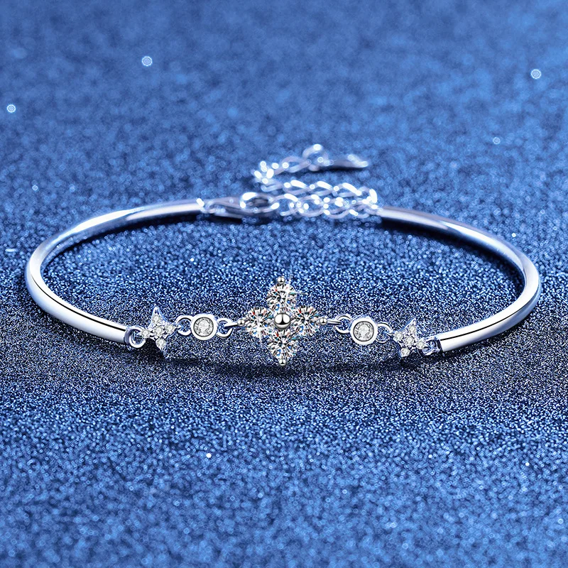 

Chic Style Twin Star Adjustable Moissanite Bracelet Women 0.4ct PT950 Platinum - Polished platinum, classic chic, eye-catching