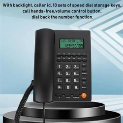 Corded Landline Phone Big Button Household Business Desktop Landline Telephone with LCD Display for Office Front Desk