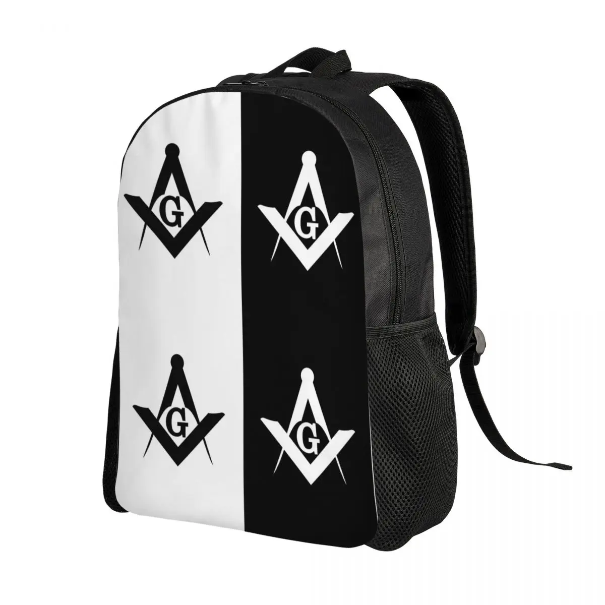 Custom Freemason Mason Symbol Backpack for Women Men Waterproof College School Masonic Freemasonry Bag Print Bookbag