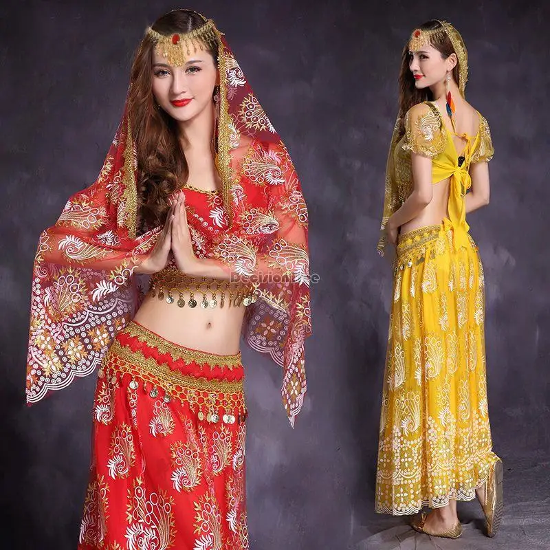 

2023 traditional fashion indian women dress dance costume adult new performance costume belly dance costume 5 pieces set s593