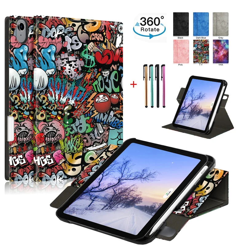 For apple Tablet iPad Mini 6 360 Rotation With Pencil Holder stand flip Smart case For iPad mini 6 generation 2021 8.3inch Cover