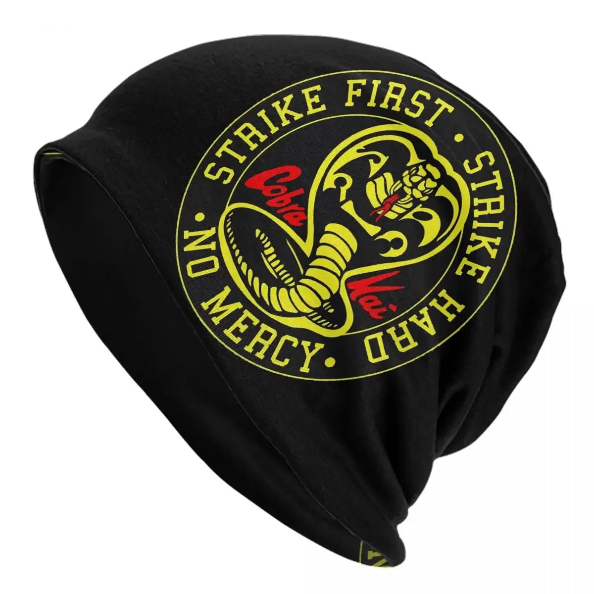 New Arrival Cobra Kai Strike First No Mercy Bonnet Knitting Hats Accessories Fall Warm Martial Arts Karate Skullies Women Men