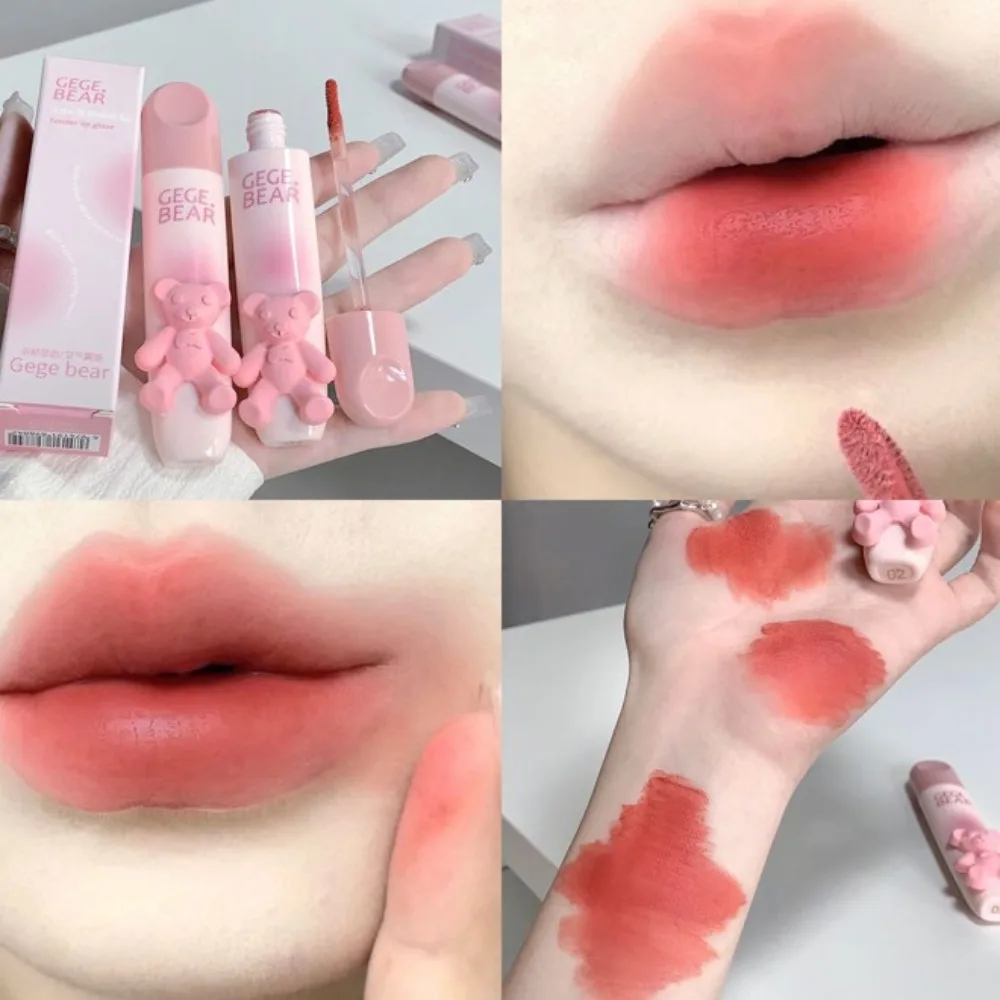 Nuovo Lucidalabbra Opaco Non Appiccicoso a Forma di Orsetto Colorato, Cosmetico Vellutato con Finitura Opaca per Ragazze