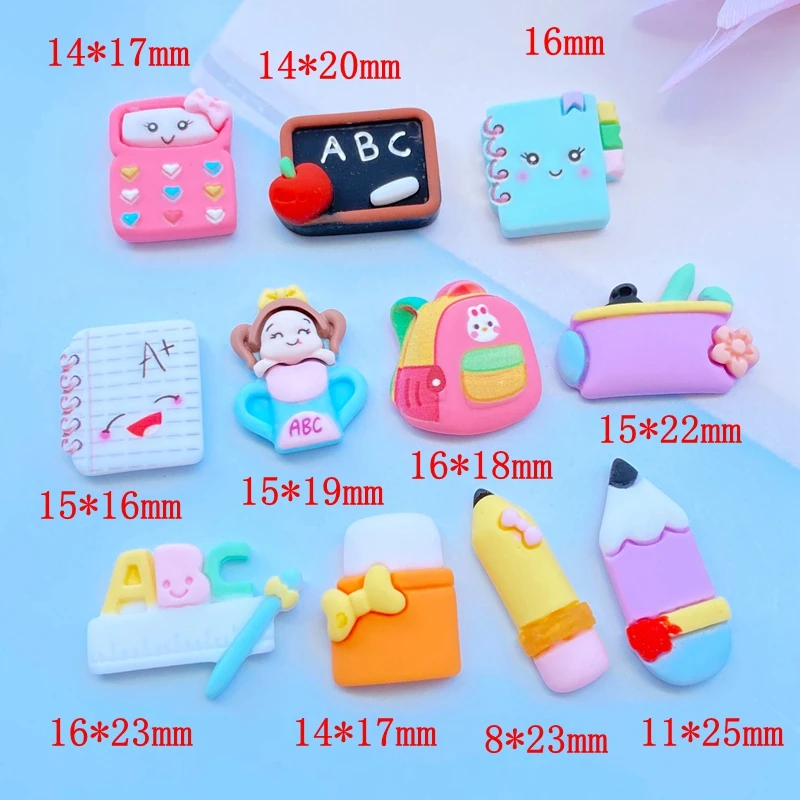 10/20Pcs New Cute Mixed Mini Stationery Series Flat Back Resin Cabochons Scrapbooking DIY Jewelry Craft Decoration Accessorie