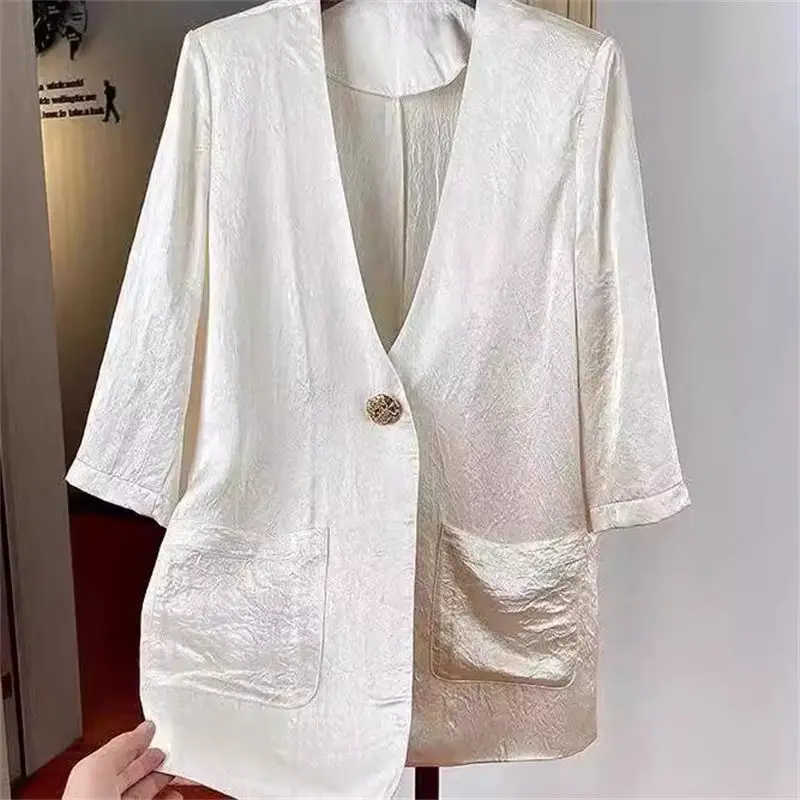 Blazer leggero in stile camicia da donna di lusso - Collezione primavera/estate di grandi dimensioni con maniche a tre quarti |   G397