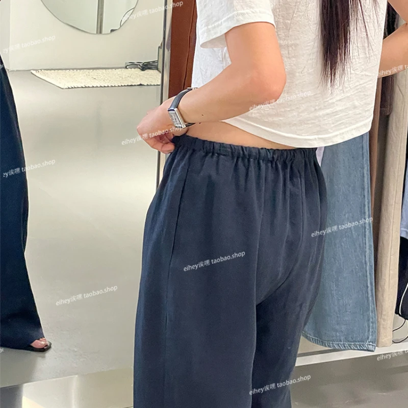 High Street Fashion Drawstring Multi Button Loose Wide Leg Pants Women 2024 Summer New Korean Solid Color All Match Casual Pants