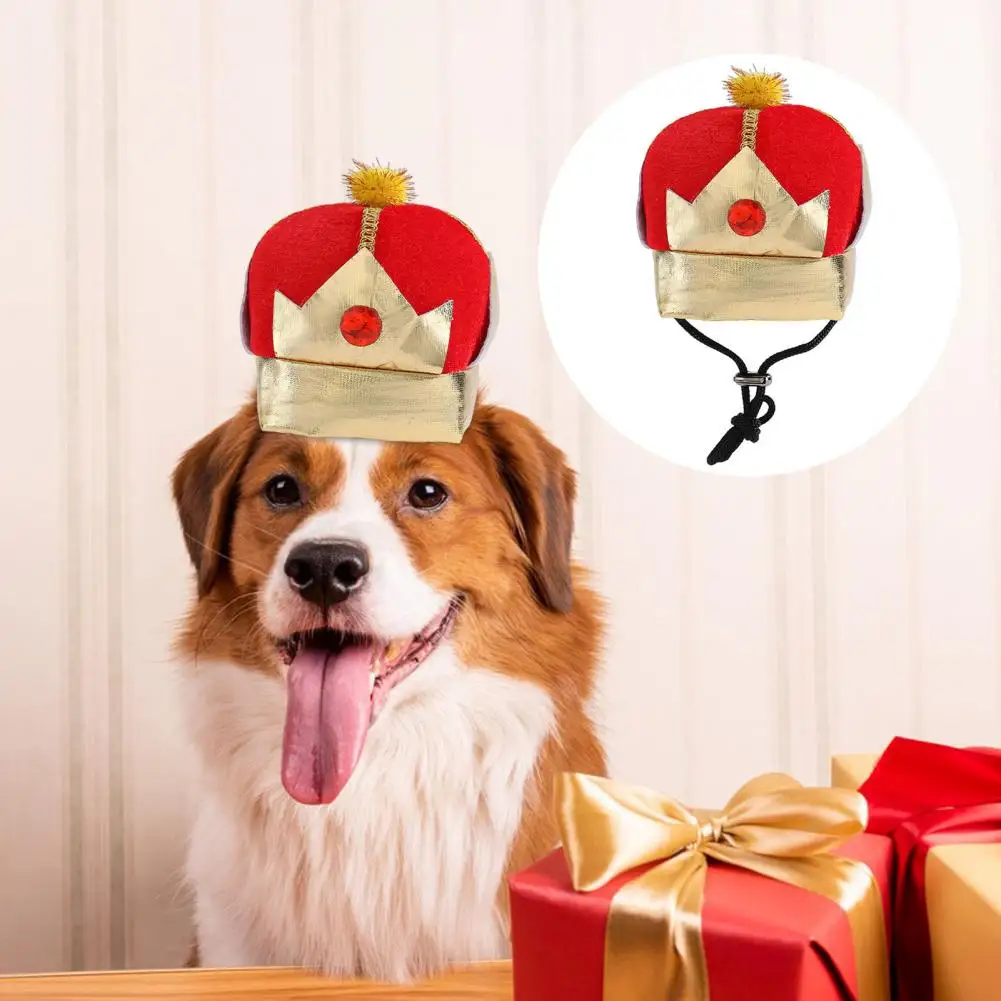 Pet Hat Adorable King Crown Hat for Dogs Adjustable Size Headwear for Cosplay Cute Dog Prop