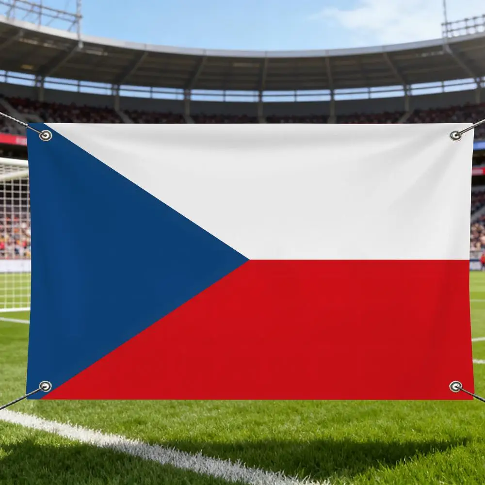 Czech Republic Flags Horizontal High Density Knitted Fabric European Simple For Durable Outdoor Indoor Use